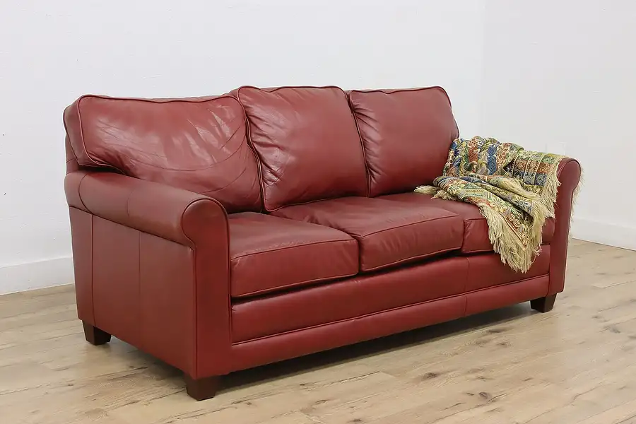 Main image of Smith Bros Vintage Traditional Red Leather Sofa or Couch