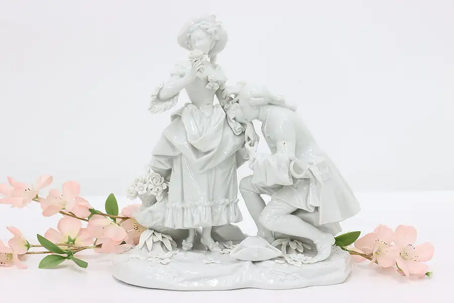 Main image of Courting Couple Vintage Porcelain Sculpture, N Crown Mark