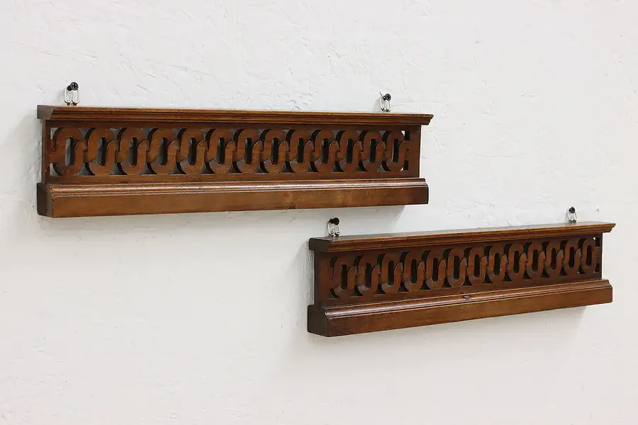 Main image of Pair of Architectural Salvage Antique Carved Walnut Rails