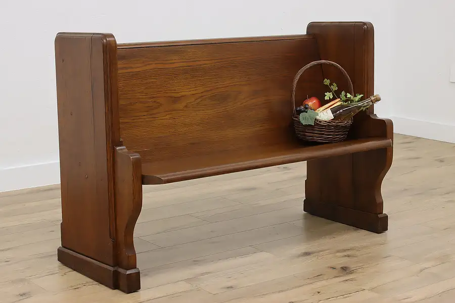 Main image of Farmhouse Vintage Oak Church Pew, Hall or Porch Bench