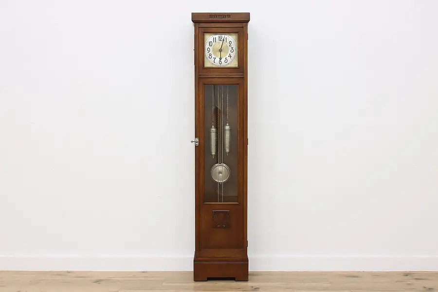 Main image of Art Deco Antique Oak Tall Case Grandfather Clock, Lenzkirch