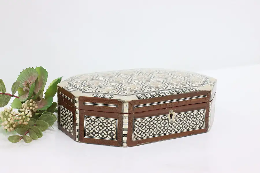 Main image of Syrian Vintage Mother of Pearl Inlay Jewelry or Keepsake Box