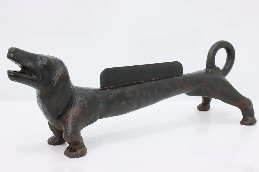 Main image of Farmhouse Vintage Cast Iron Dog Door Stop & Boot Scraper