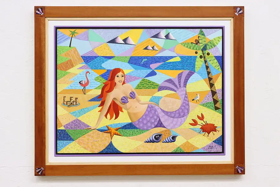 Main image of Mermaid on Beach Original Acrylic Painting, Bodden 30.5"