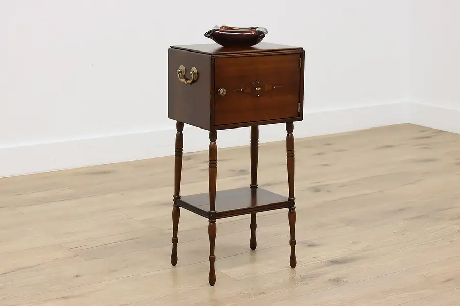 Main image of Traditional Antique Walnut Chairside Smoking or Side Table