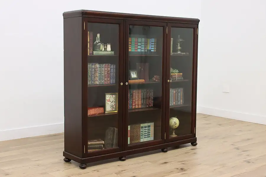 Main image of Empire Antique Mahogany Triple Office or Library Bookcase