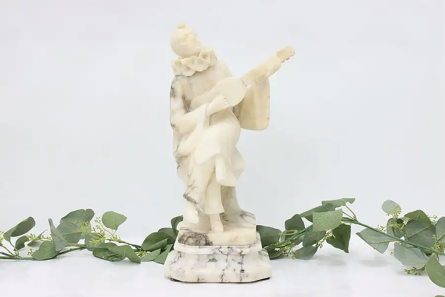 Main image of Marble & Alabaster Antique Harlequin & Lute Sculpture