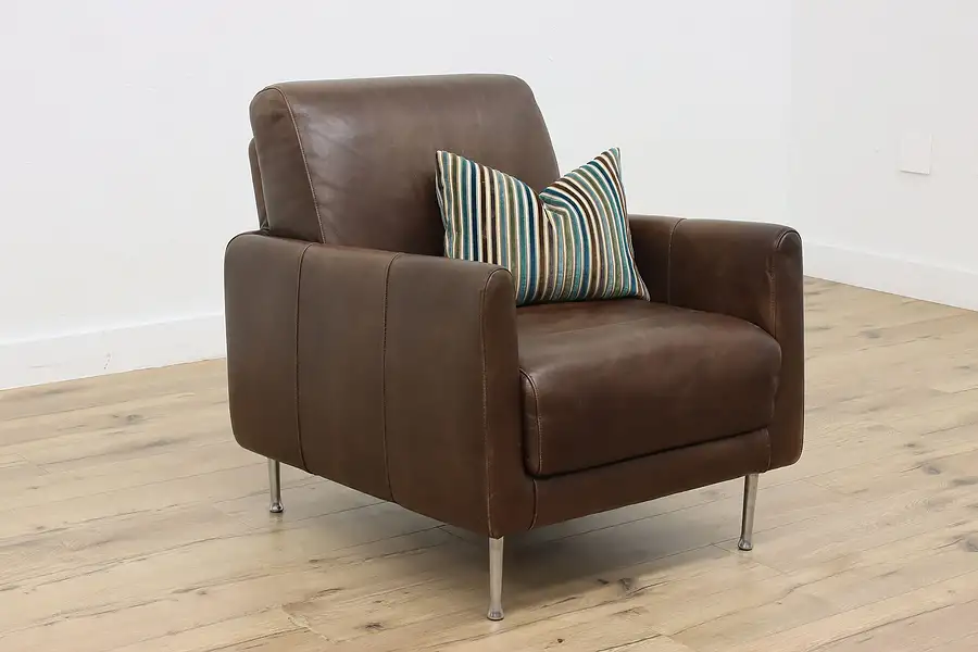 Main image of Midcentury Modern Vintage Chocolate Leather Lounge Chair