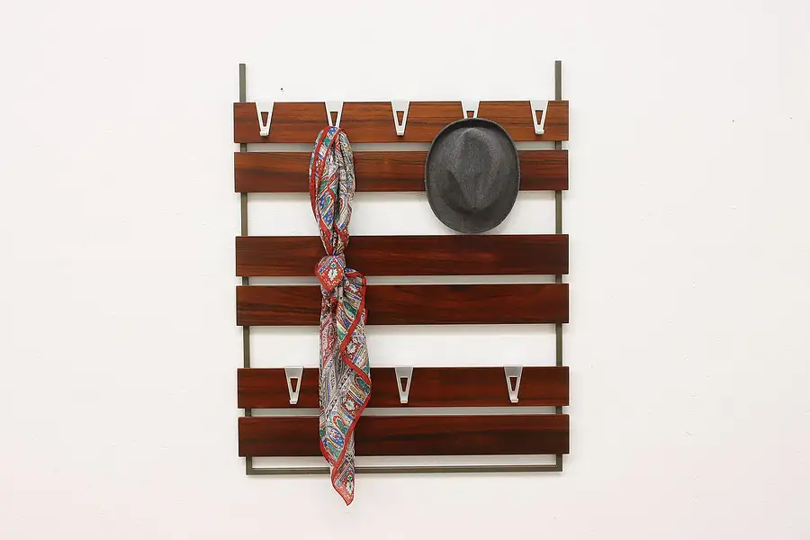 Main image of Midcentury Modern Vintage Rosewood Coat & Hat Wall Rack