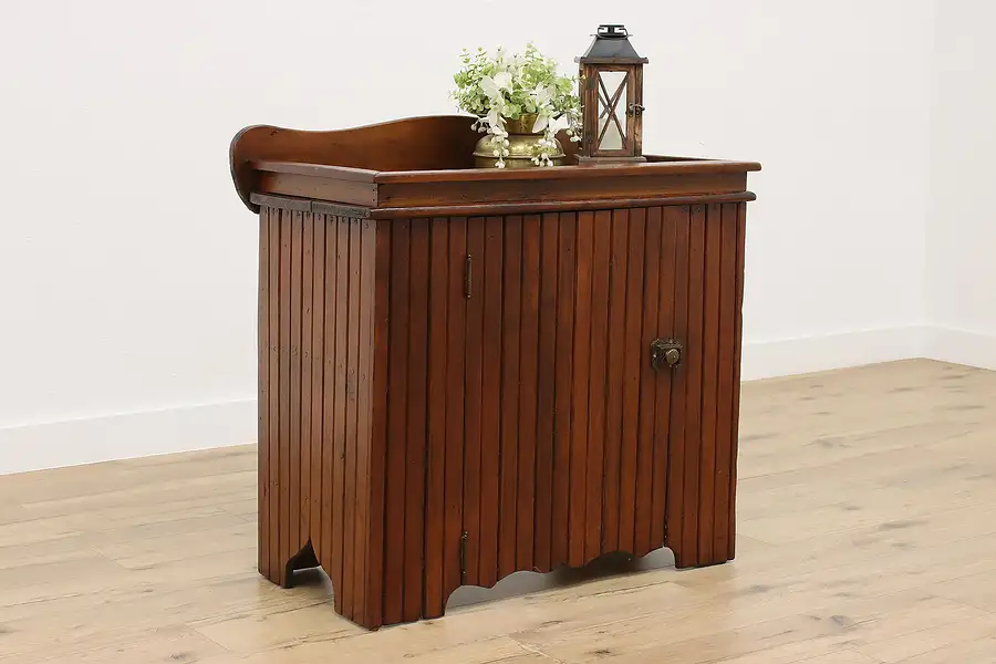 Main image of Farmhouse Antique Pine Dry Sink Cupboard, Cabinet, Planter