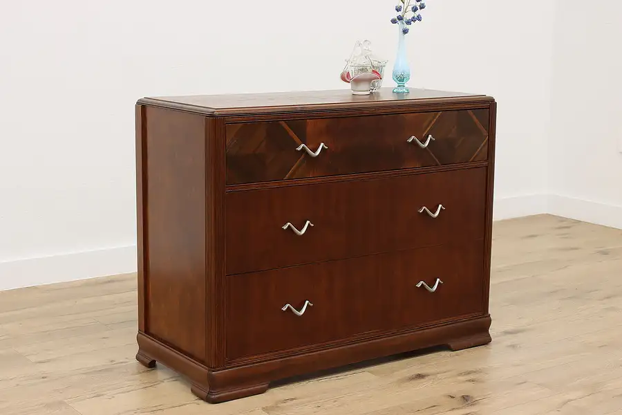 Main image of Art Deco Vintage Walnut Dresser or Chest