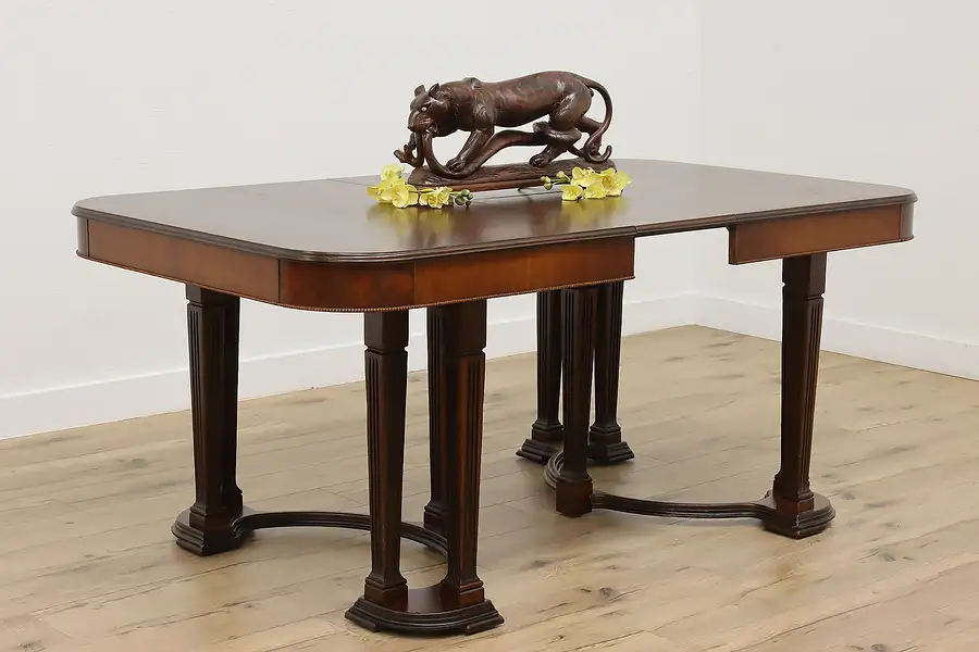 Main image of Art Deco Vintage Walnut 6' Dining Table, Butterfly Leaf