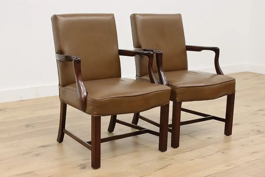 Main image of Pair of Vintage Traditional Office Library Desk Chairs, M&W