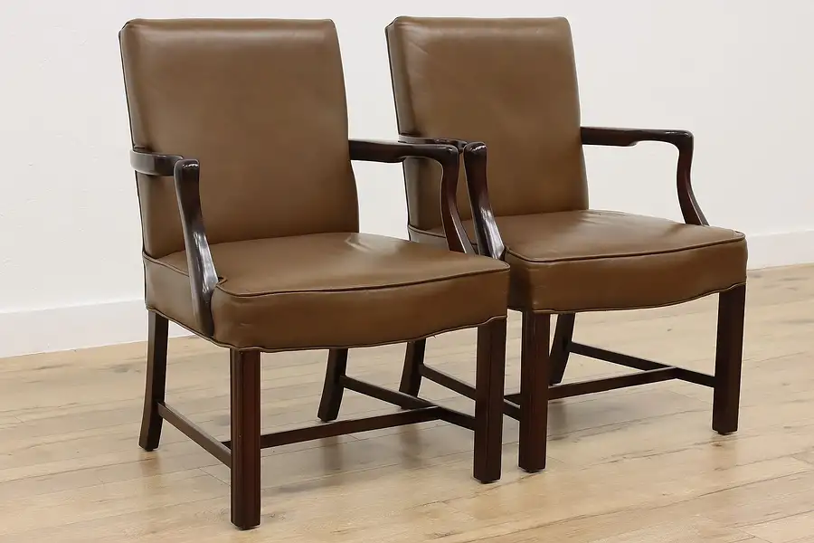 Main image of Pair of Vintage Traditional Office Library Desk Chairs, M&W