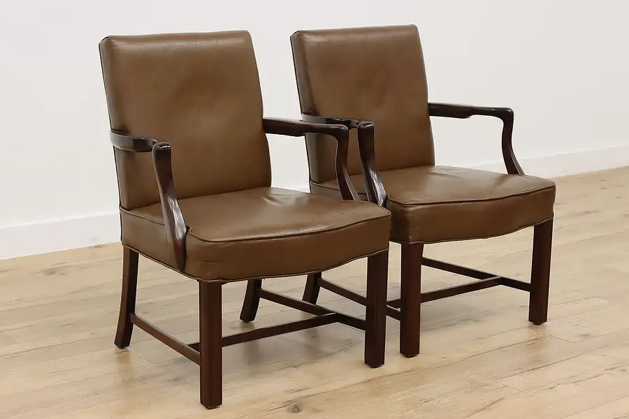 Main image of Pair of Vintage Traditional Office Library Desk Chairs, M&W