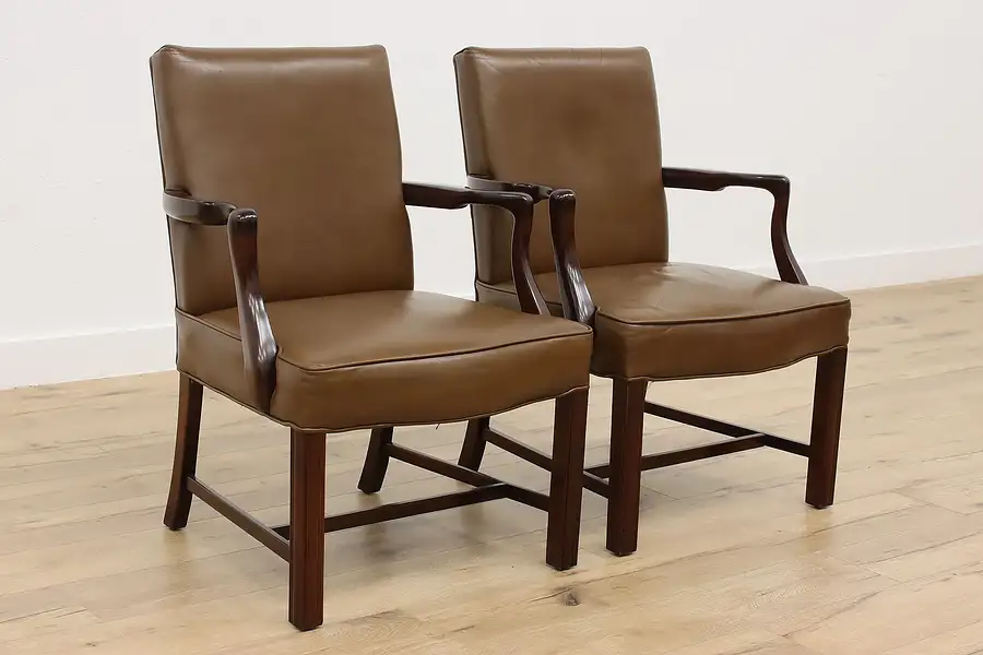 Main image of Pair of Vintage Traditional Office Library Desk Chairs, M&W