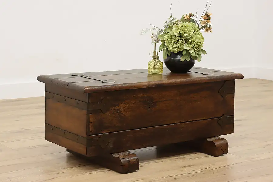 Main image of Spanish Colonial Vintage Oak Trunk, Chest or Coffee Table