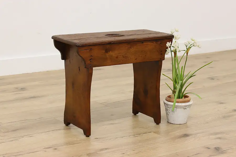 Main image of Rustic Farmhouse Antique Country Pine Primitive Bench, Stool