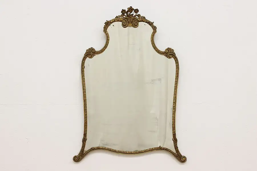 Main image of French Antique Carved Flowers Hall or Boudoir Wall Mirror