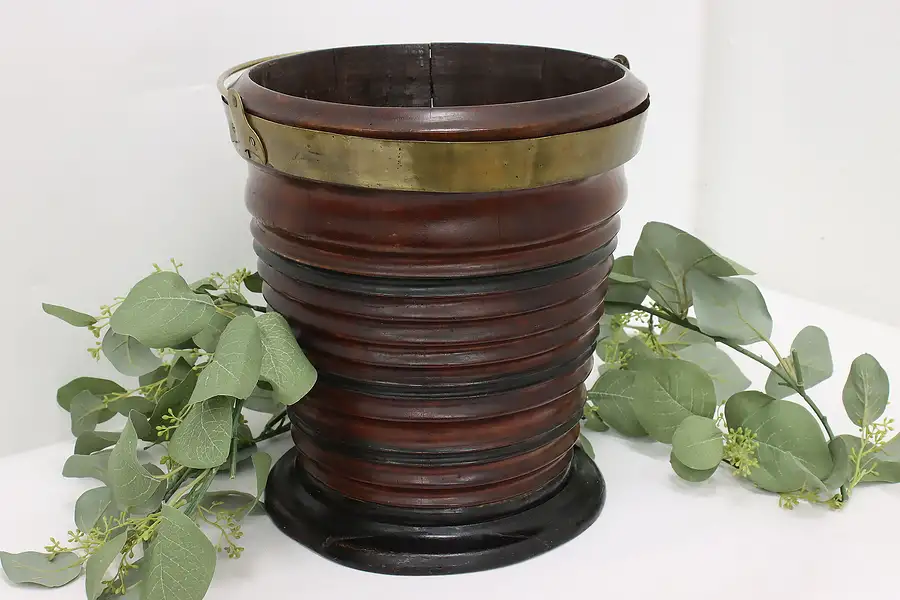 Main image of Asian Vintage Mahogany Water Bucket or Planter