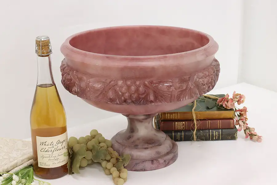 Main image of Classical Carved Grape Alabaster Centerpiece Sculpture Bowl