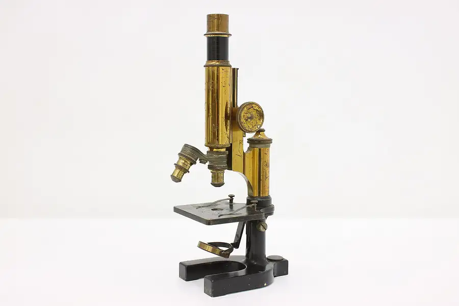 Main image of Industrial Antique Brass Laboratory Microscope, Bausch