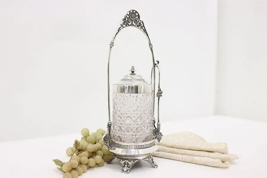 Main image of Victorian Antique Silverplate & Glass Pickle Castor, Derby