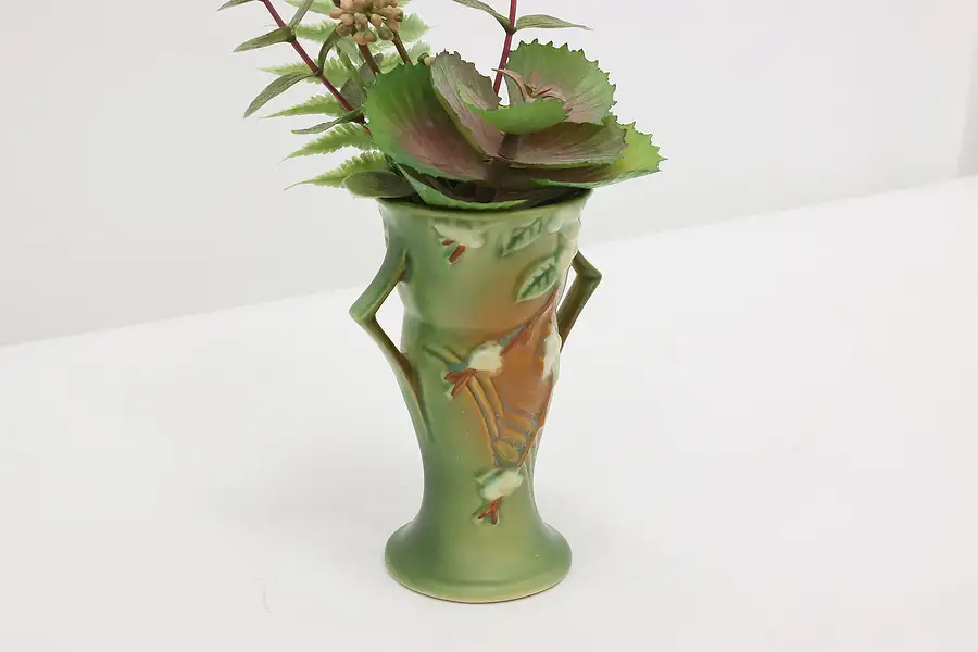 Main image of Roseville Green Painted Ceramic Vintage Flower Vase