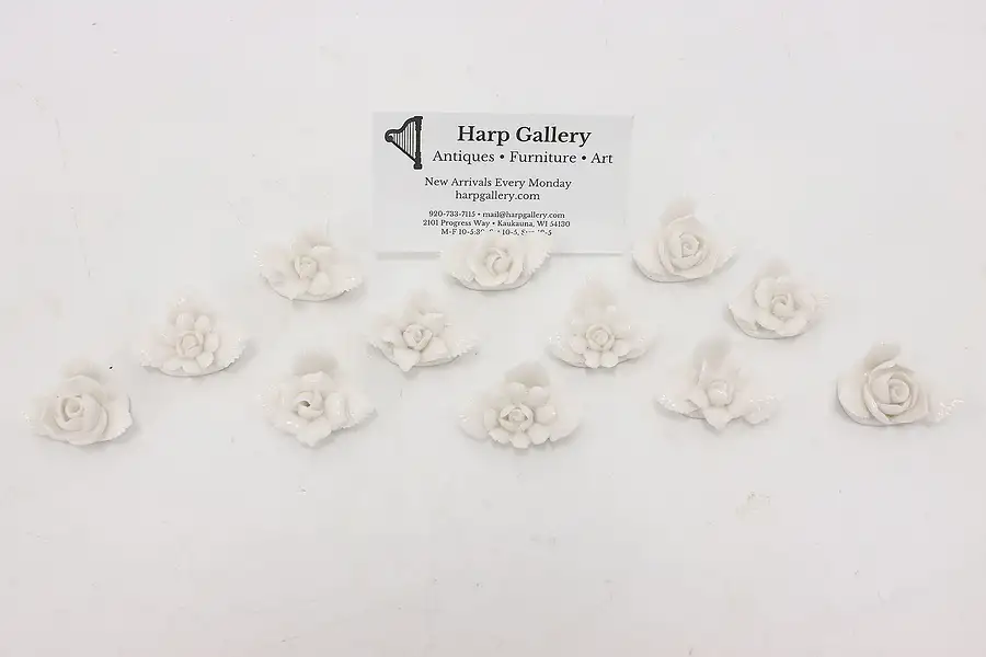 Main image of Set of 12 Vintage Porcelain Flower Place Card Holders Ardalt