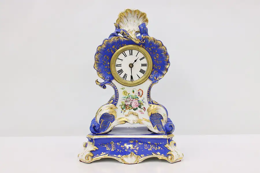 Main image of Victorian Antique Porcelain Mantel Clock Quartz Movement