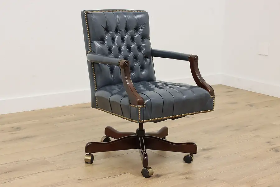 Main image of Georgian Design Vintage Swivel Office Leather Desk Chair