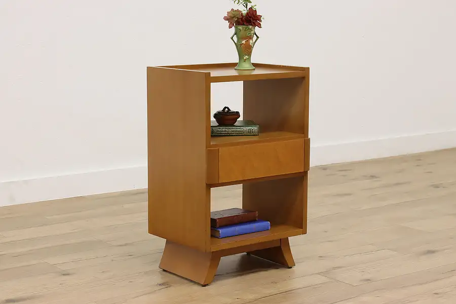 Main image of Midcentury Modern Vintage Mahogany & Maple Nightstand, Rway