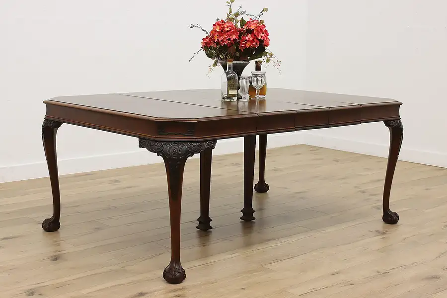 Main image of Georgian Design Antique Dining Table, Opens 9' Berkey & Gay