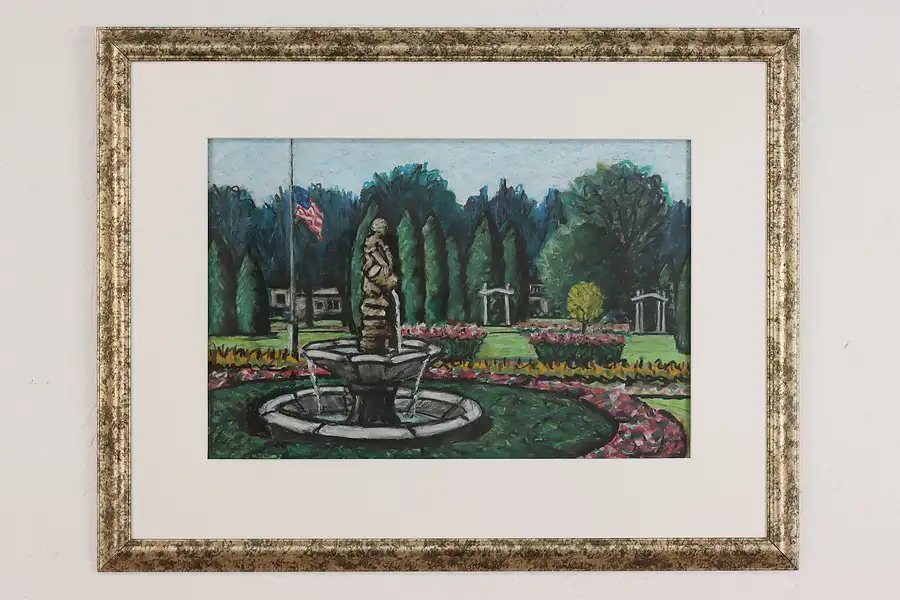 Main image of Smith Park Fountain Original Oil Pastel Painting, Bodden 26"