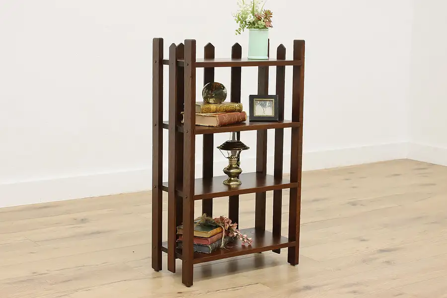 Main image of Arts & Crafts Mission Oak Antique Bookcase or Bath Shelf