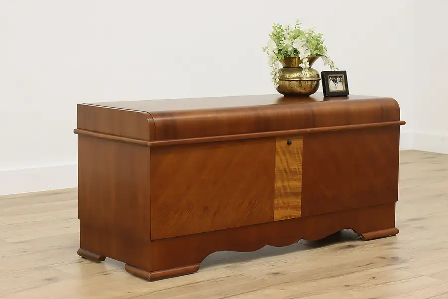 Main image of Art Deco Vintage Waterfall Cedar Blanket Chest or Trunk Lane