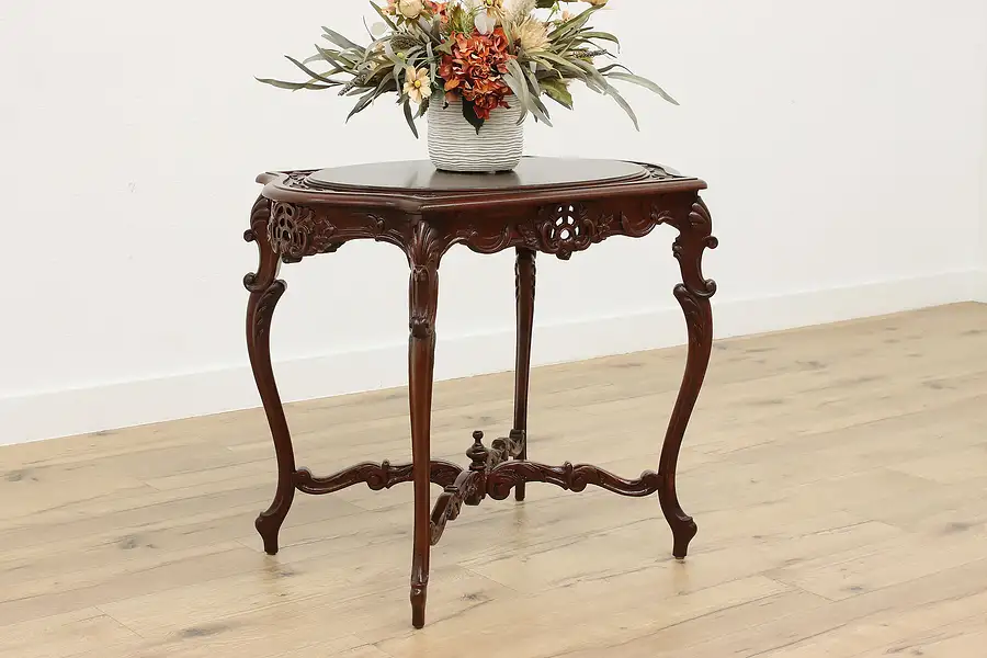 Main image of French Design Antique Carved Walnut Entry or Center Table