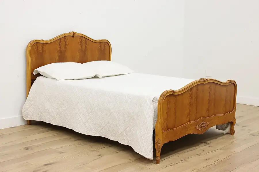 Main image of French Design Vintage Maple & Birch Full Size Bed, Flowers