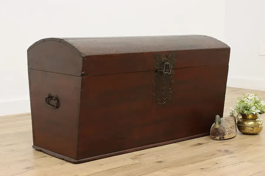 Main image of Norwegian Antique 1820s Dome Top Immigrant Traveling Trunk