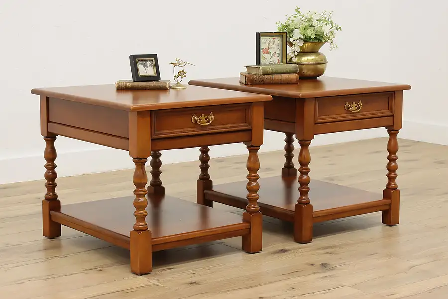 Main image of Pair of Traditional Vintage Cherry End Side Tables, Stickley