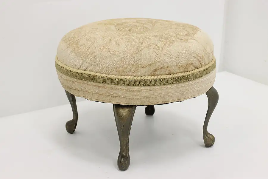 Main image of Traditional Vintage Round Upholstered Footstool