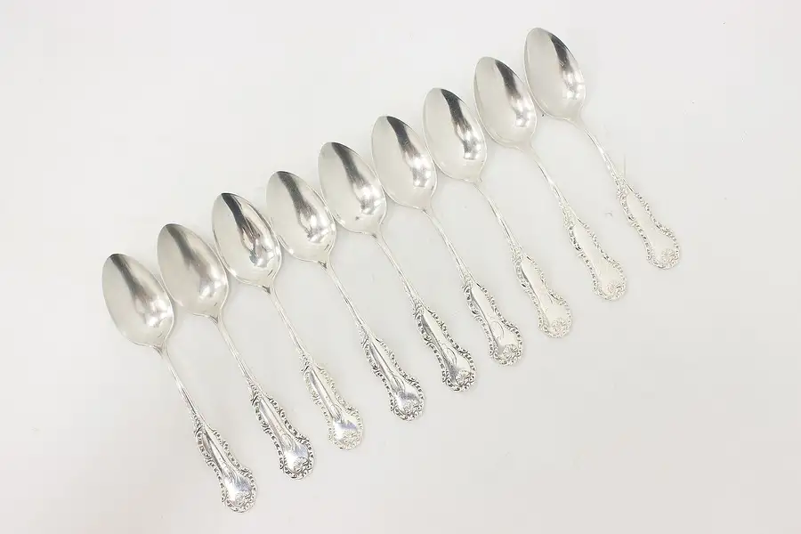 Main image of Sterling Silver Set of 9 Antique Teaspoons Mono D