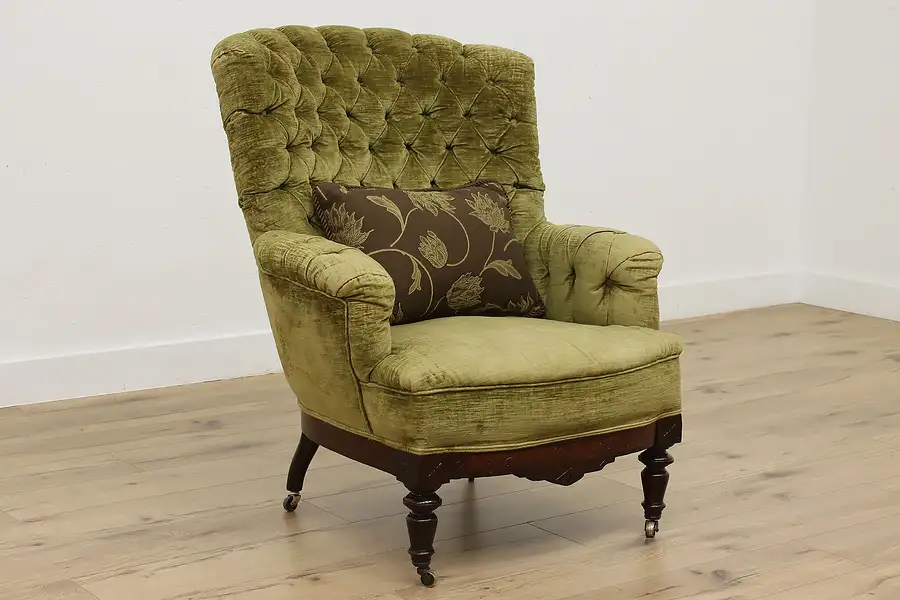 Main image of Victorian Antique Tufted Upholstery Library or Lounge Chair