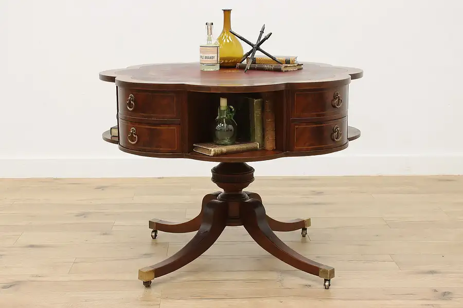 Main image of Georgian Design Vintage Flower Shape Mahogany Drum Table