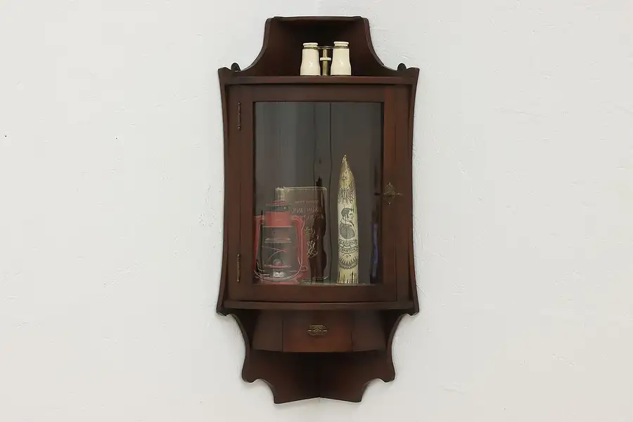 Main image of Victorian Antique Wall Hanging Corner Curio Cabinet