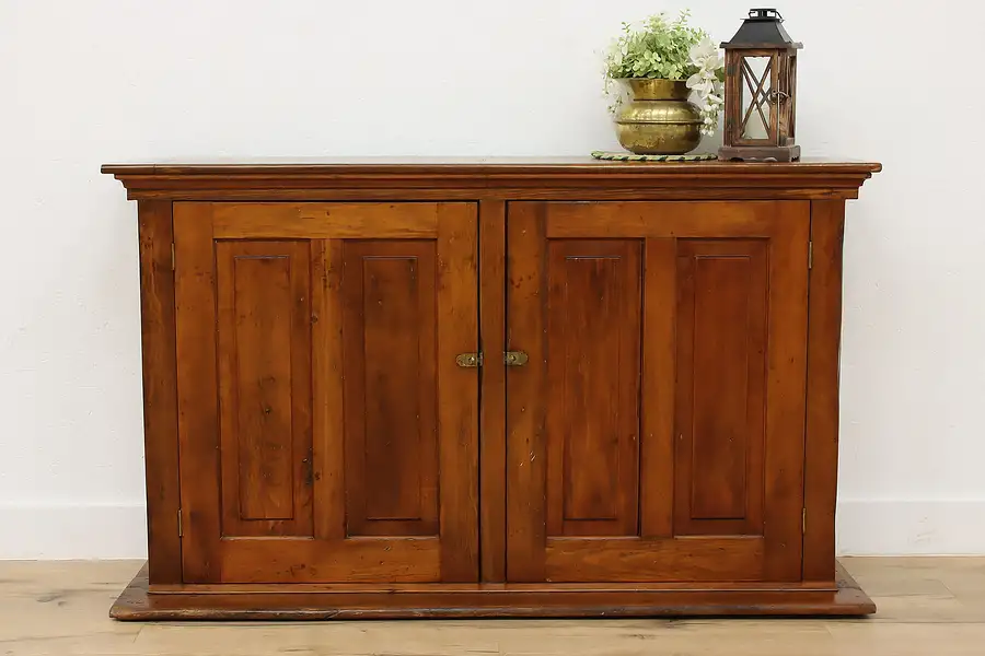 Main image of Farmhouse Antique Pine Store Display Cabinet, TV Console