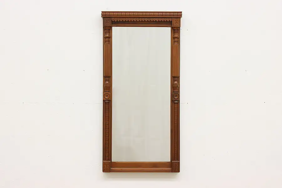 Main image of Victorian Eastlake Antique Carved Walnut Hall Mirror