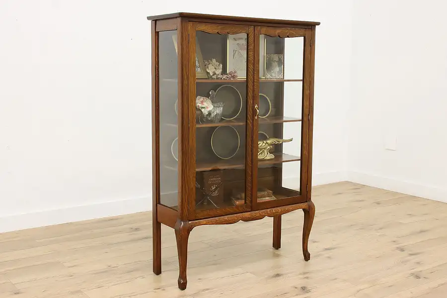 Main image of Victorian Antique Carved Oak Curio China Display Cabinet