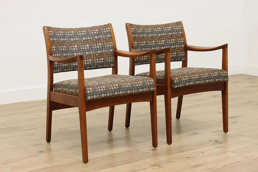 Main image of Pair of Midcentury Modern Vintage Walnut Desk Chairs Johnson