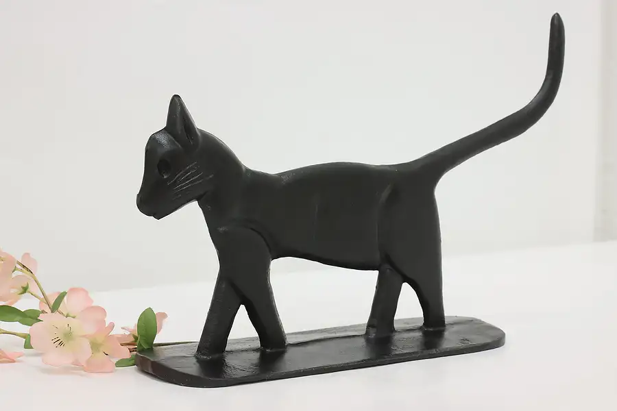 Main image of Farmhouse Vintage Iron Cat Statue Door Stop & Boot Scraper